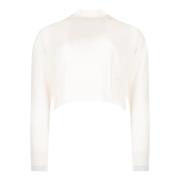 Hvid Højhalset Cashmere Sweater Metallic Detalje