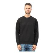 Sort Crewneck Sweater med Frontlogo