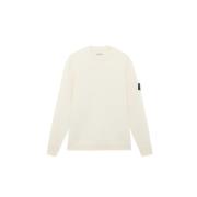 Hvid Lammeuld Crewneck Strik