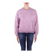 Lilla Sweater med Rhinestone Detaljer