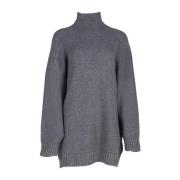 Grå Boxy Mock Neck Cashmere Sweater