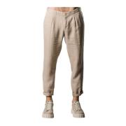 Beige Linnedrawstringbukser