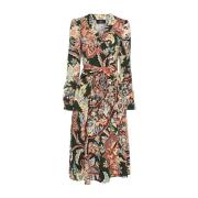 Blomstret Paisley Print Midi Kjole