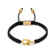 Men's Black String Bracelet with Gold Interlocking Rings