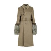 Beige Trenchcoat med Manchetdetaljer