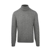 Herre uld turtleneck sweater med fletninger