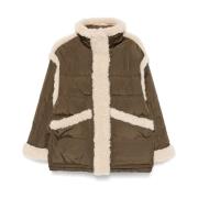 Quiltet Faux Shearling Grøn Jakke