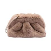 Beige Faux-Fur Skuldertaske