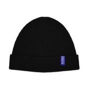 Ribbet Struktur Beanie i Sort