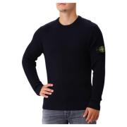 Marineblå Uld Ribstrikket Sweater