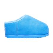 Suede Shearling Slides Flatform Sole