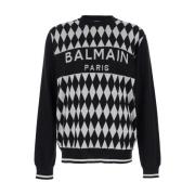 Diamant Jacquard Crewneck Sweater Hvid