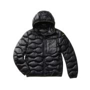 Sort Nylon Wave Puffer Jakke