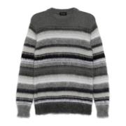 Stribet Mohair Sweater Grå Hvid