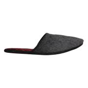 Sorte Falske Pels Slip On Sko