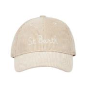 Beige Corduroy Baseball Hat med St Barth Broderi