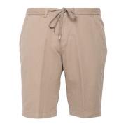 Beige Linned og Bomuld Bermuda Shorts