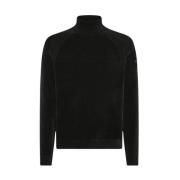 Sort Chenille Højhalset Sweater