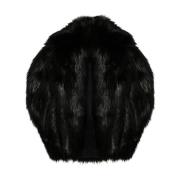 Sort Faux-Fur Hættefrakke