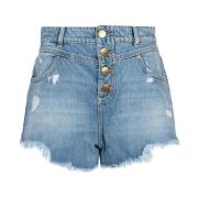 Denim Shorts med knaplukning