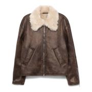 Brun Asante jakke med shearling trim