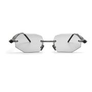 Ottagonale Rimless Gunmetal Solbriller