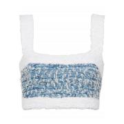 Hvid Denim Tweed Crop Top