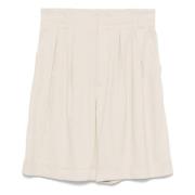 Casual Beige Linen Viscose Shorts