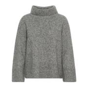 Grå Melange Strik Pullover Loose Fit