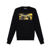 Grafisk Print Crewneck Sweatshirt