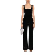 Sort Fløjl Jumpsuit Elegant Design