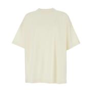 Beige Crew Neck T-shirt med Mini Patch