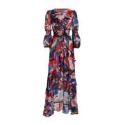 Farverig Print Maxi Kjole