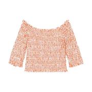 Retro Orange Ternede Rynket Top