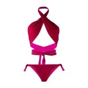 Bordeaux Halter Bikini Sæt