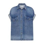 Denim kortærmet oversize skjorte