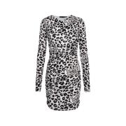 Leopard Print Mini Kjole med Ruffles