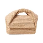 Beige Twister Medium Raffia Håndtaske