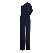 Marineblå jumpsuit med én skulder