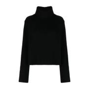 Sort Uld Cashmere Langærmet Pullover