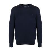 Blå Uld Langærmet Pullover