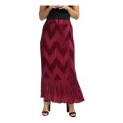 Rød Plisseret Maxi Nederdel Zigzag Stretch