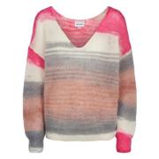 Stribet Mohair Pullover Pink Dream