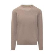 Beige Lambswool Crewneck Sweater