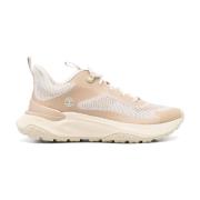 Beige Mesh Sneakers Snørebånd Design