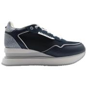 Navy Silver Sneakers Mid-High Style