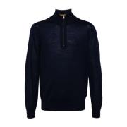 Blå Merinould Højhalset Sweater