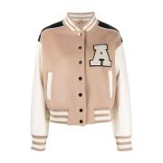 Beige Ivy Varsity Jakke Knaplukning