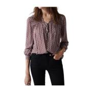 Bordeaux Beige Asymmetrisk Tunika Bluse