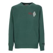 Grøn Crew Neck Sweater med Money Time Broderi